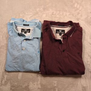 Buttercloth Icy Cotton Polo LOT Mens Medium Red Blue Knit Performance BUNDLE